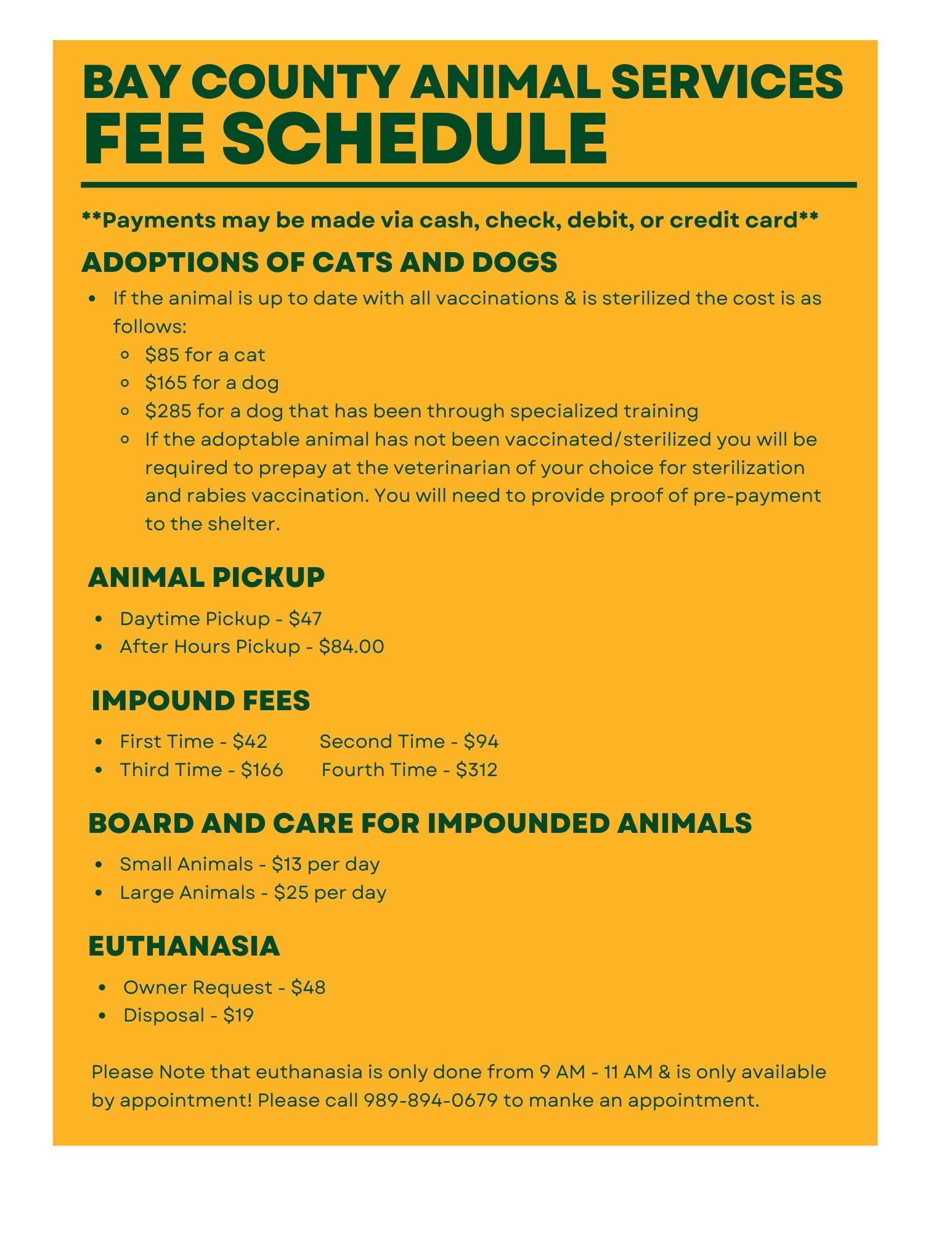 Animal Services Fees